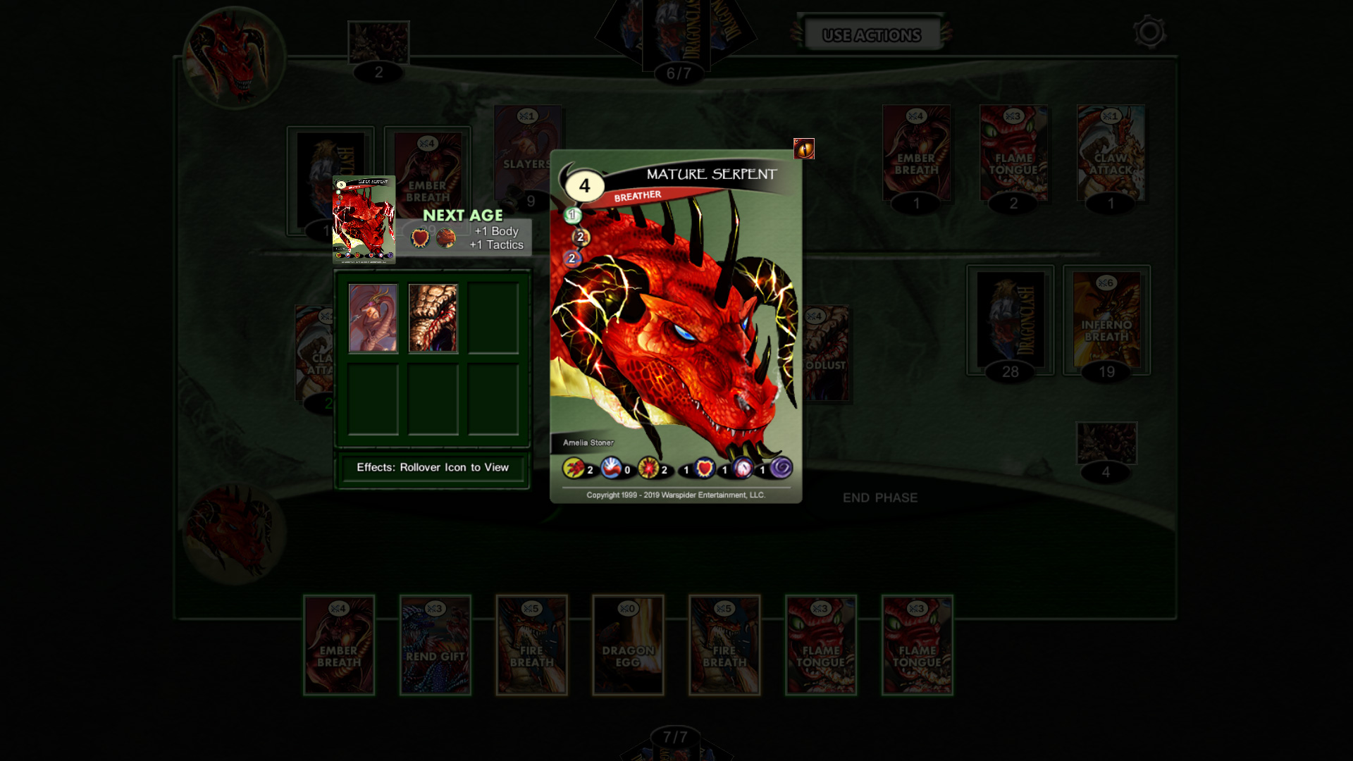 Digital DragonClash Game Screenshot - Red Breather - Mature Serpent Card