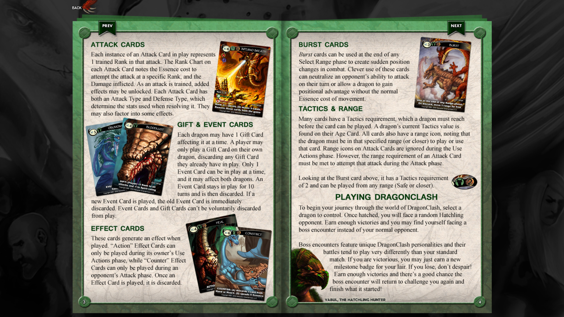 Digital DragonClash Game Screenshot - Rules Pages